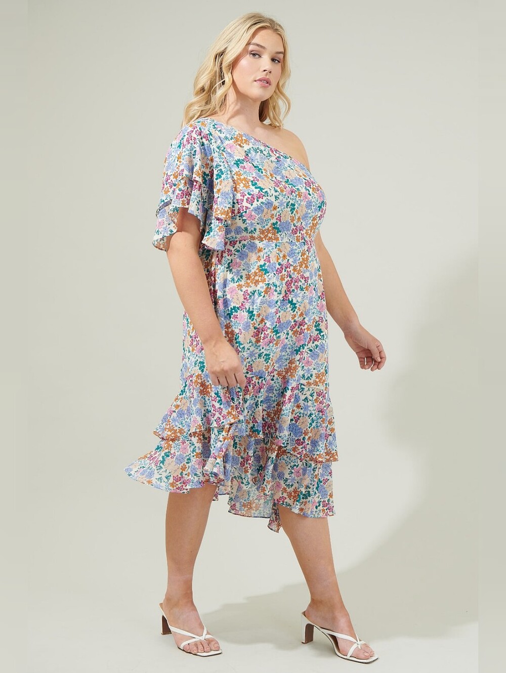 Sugarlips NWT Posy Blossom One Shoulder Asymmetrical Dress 1X | Floral Brunch - Picture 5 of 7